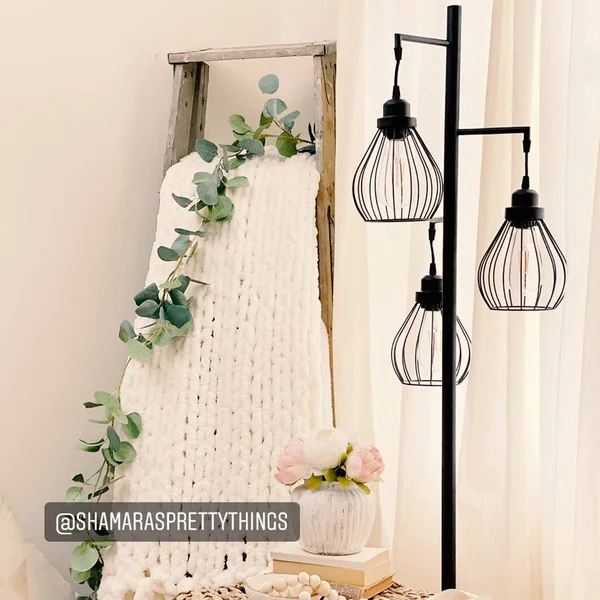 Brightech Teardrop - Floor Lamp Matches Industrial - Farmhouse & Rustic Living Rooms – Standing Tree Lamp with 3 Elegant Cage