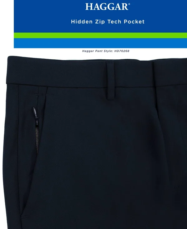 Haggar Blue Active Series Straight Fit Flat Front Dress Pants