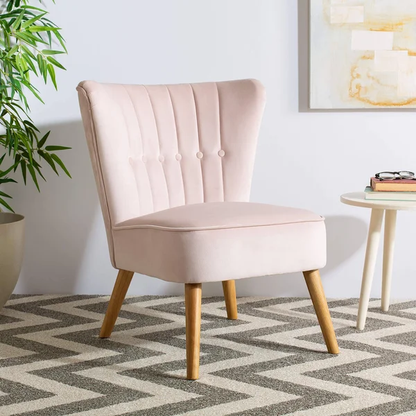 Safavieh June Mid Century Accent Chair - Blush Pink/Natural
