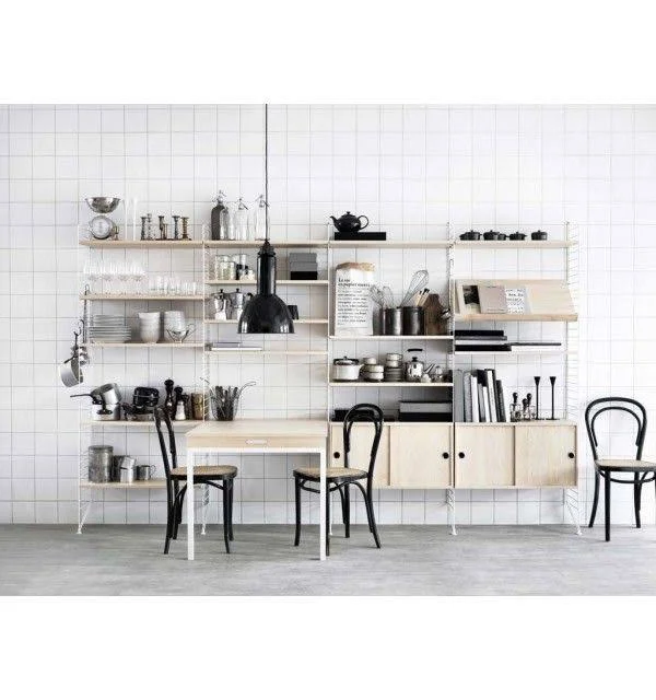 String Cabinet with Sliding Doors - Ash - D: 20cm