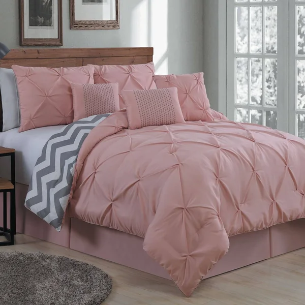 Avondale Manor Ella Pinch Pleat Comforter Set, Pink, King