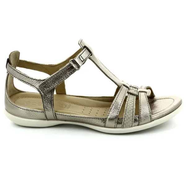 Ecco Flash T-Strap Sandal Size 5-5.5 Warm Grey Metallic