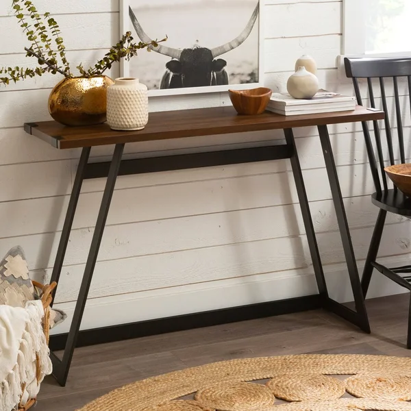Carbon Loft Kenyon Metal Wrap Entry Table - Dark Walnut