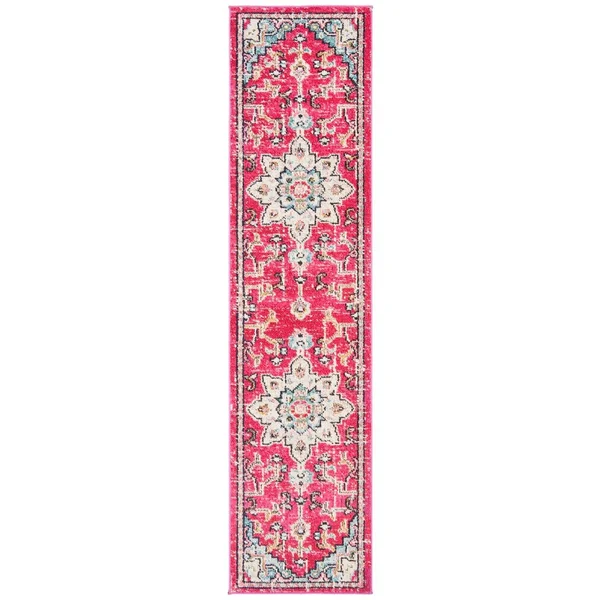Safavieh Madison Diederike Boho Medallion Distressed Rug - 2&2x22 x 20& Runner - Cream/Blue