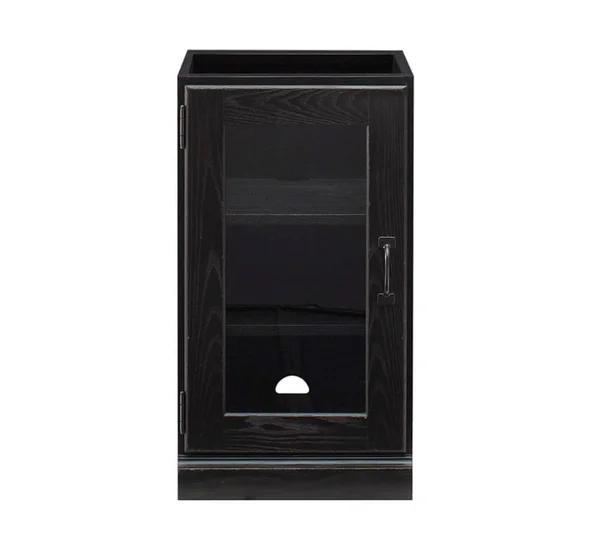 Printer's Single Glass Door Cabinet, Artisanal Black Stain - Printer's Office Storage - Office Organization 608265