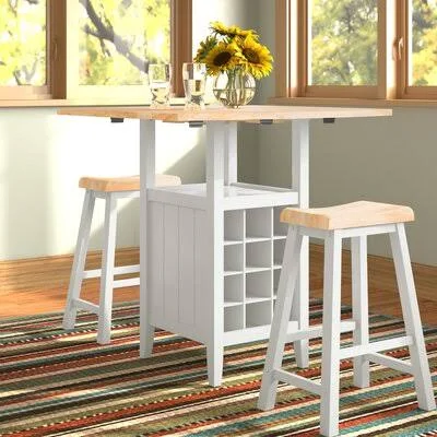 Studebaker 3 - Piece Counter Height Drop Leaf Solid Wood Dining Set Andover Mills