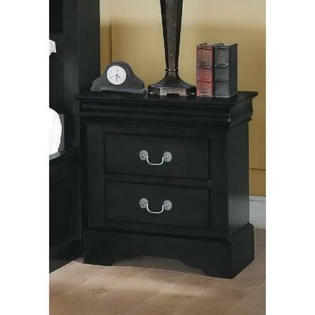 Alcott Hill Wysocki 2 Drawer Nightstand, Black