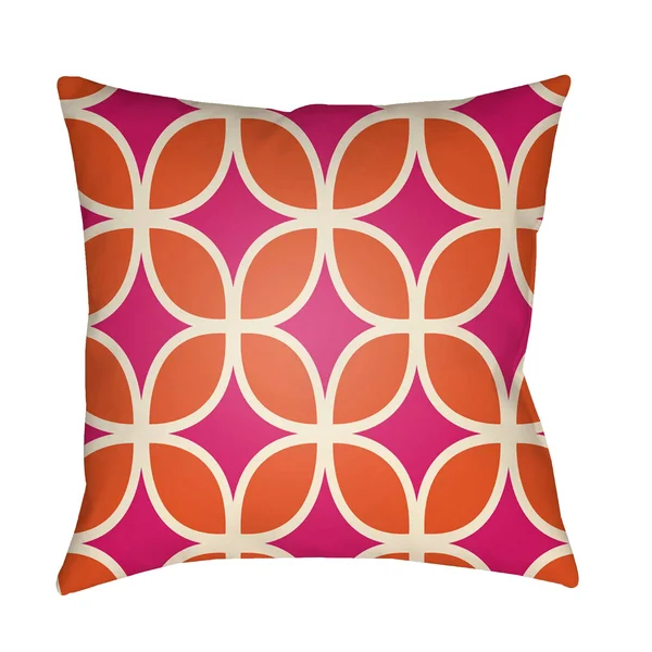 22x22 Pink and White Link Patterned Square Throw Pillow Cover