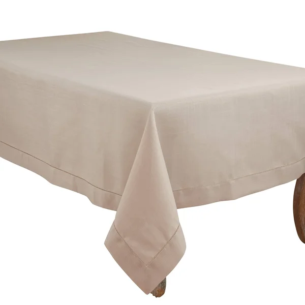 Saro Lifestyle 6308.T70120B 120 x 70 in. Rochester Collection Tablecloth with Hemstitched Border - Taupe