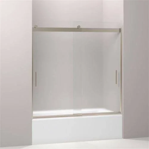 KOHLER K-706002-D3-ABV Levity Frameless Sliding Bath Door with Frosted Glass, Anodized Brushed Bronze