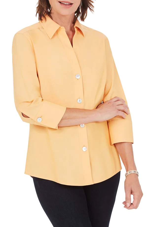 Foxcroft Paityn Non-Iron Cotton Shirt - Yellow - 4