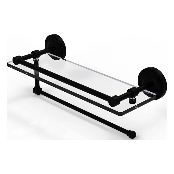 Allied Brass PRBP-1PT-16-GAL-BKM Prestige Regal Collection Paper Towel Holder with 16 in. Gallery Glass Shelf Matte Black