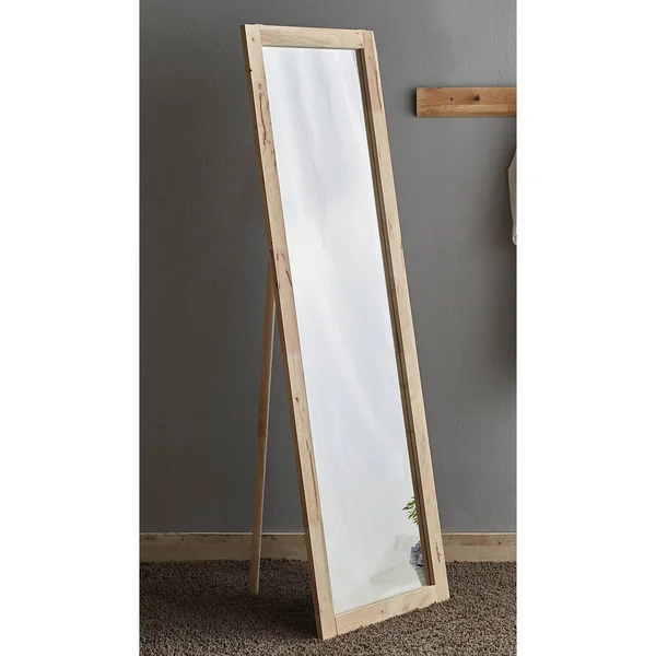 Ore International 62x22 in Natural Cheval Wood Mid Century Standing Mirror