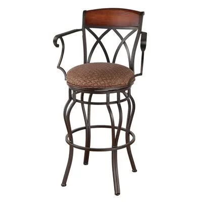 Hughey 26x22 Swivel Bar Stool Red Barrel Studio Frame Finish: Sun Bronze - Upholstery: Ford Red