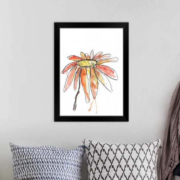 Red Modern Botanical - Black Framed Wall Art, 18x24, Great Big Canvas