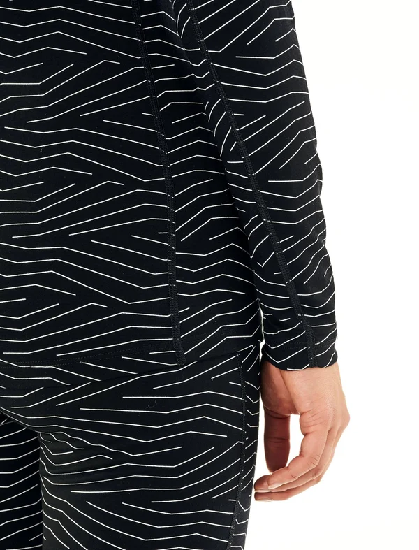 Icebreaker Womens 200 Oasis Long Sleeve Crewe - Napasoq Lines Black