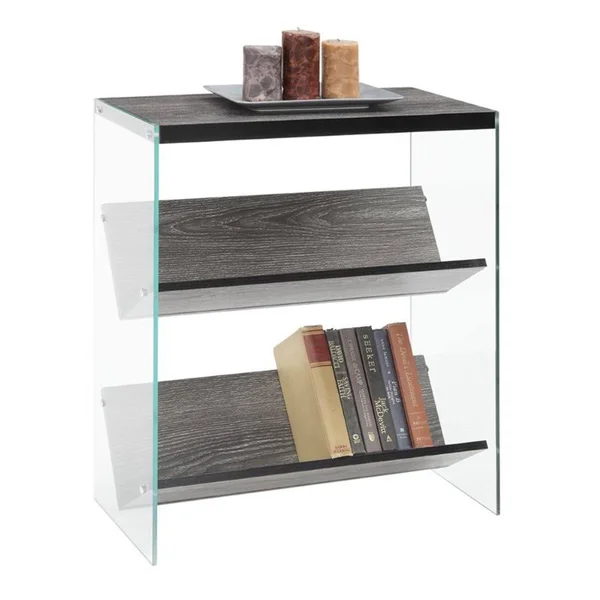 Pemberly Row 2 Shelf Bookcase in Weathered Gray - PR-1473436