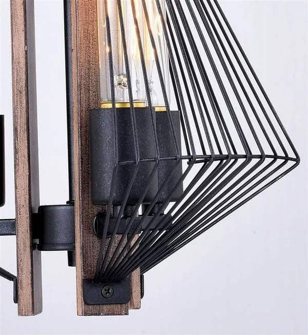 Vaxcel Dearborn 3 Light Pendant - Black Iron/Burnished Oak P0265