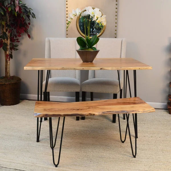 Mila Live Edge Dining Table (Natural, Black)