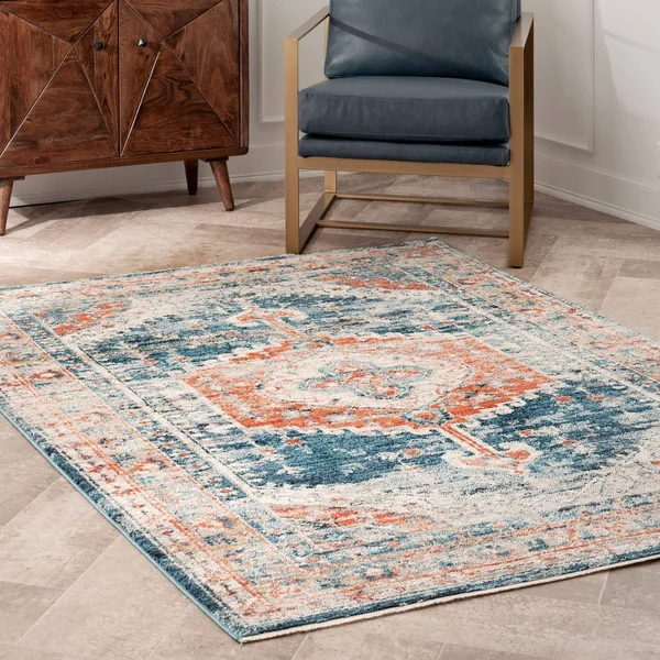 nuLOOM Harley Barbed Mast Medallion Rug, Blue, 4x6 ft