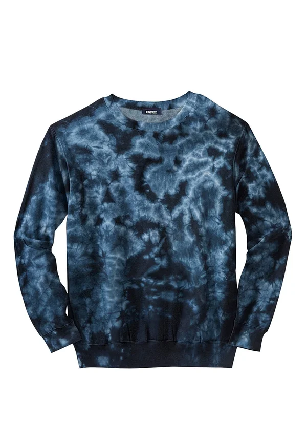 Men's Big & Tall Fleece Crewneck Sweatshirt by KingSize in Navy Marble (Size 5XL)