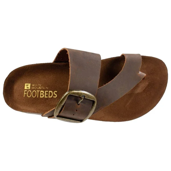 White Mountain Women's Harley Thong Sandal, Whiskey Leather
