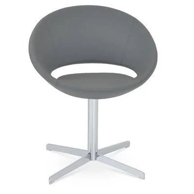 Crescent Swivel Papasan Chair sohoConcept Upholstery Color: Grey Leatherette, Leg Color: Chrome