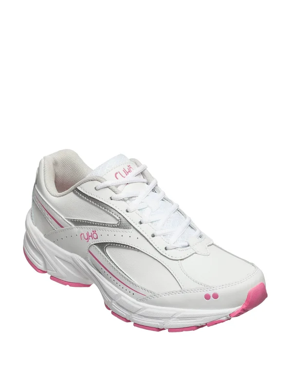 Ryka Comfort Walk Women's Walking Shoes - White Silver Pink - 9.5 Wide