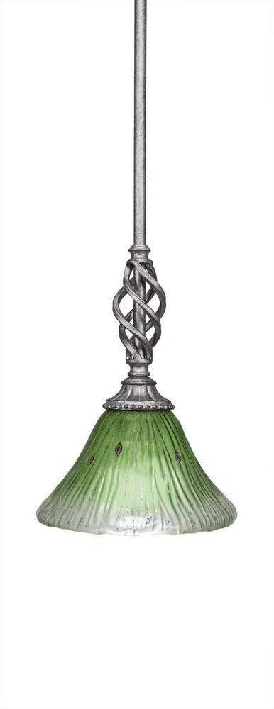 Toltec Lighting-80-AS-753-Elegant - 11.75 One Light Mini Pendant Kiwi Green Crystal Glass Aged, Silver