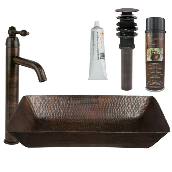 Premier Copper Products - BSP1_VREC2014DB Vessel Sink, Faucet and Accessories Package