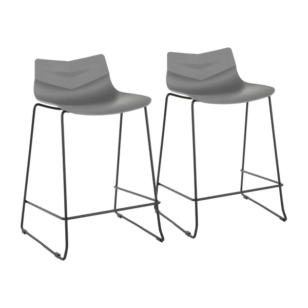 LumiSource Arrow Contemporary Counter Stool in Black and Grey Set of 2
