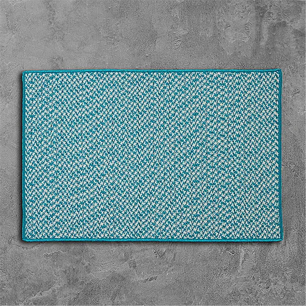 Colonial Mills Houndstooth Tweed Indoor - Outdoor Area Rug Turquoise, Size: 2 x 8 ft.