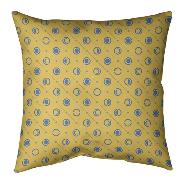 Two Color Moon Phases with Various Blues Throw Pillow - 14 x 14 - Teal & Navy Blue - Cotton