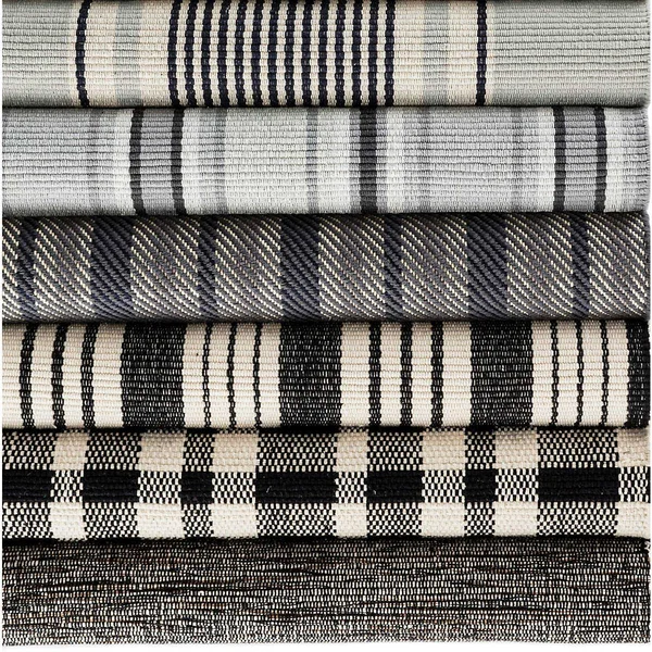 Dash & Albert - 4x6 - Herringbone Stripe Navy Woven Cotton Rug