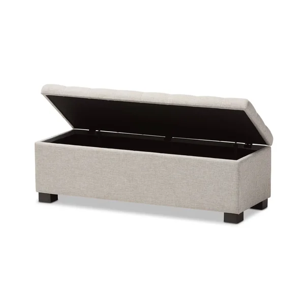 Baxton Studio Alcmene Modern and Contemporary Beige Fabric Upholstered Grid-Tufting Storage Ottoman Bench