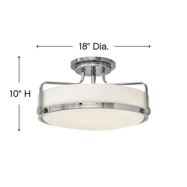Hinkley Lighting 3643CM Harper Semi Flush Mount Light, Chrome