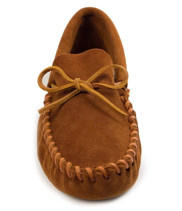 Minnetonka Leather Laced Softsole 10 Men's Tan