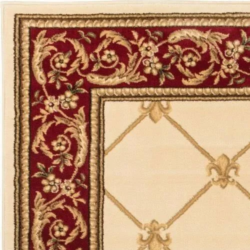 Patrician Trellis Ivory French European Formal Traditional 4x5 4x6 (3'11 inch x 5'3 inch Area Rug Easy to Clean Stain/Fade Resis