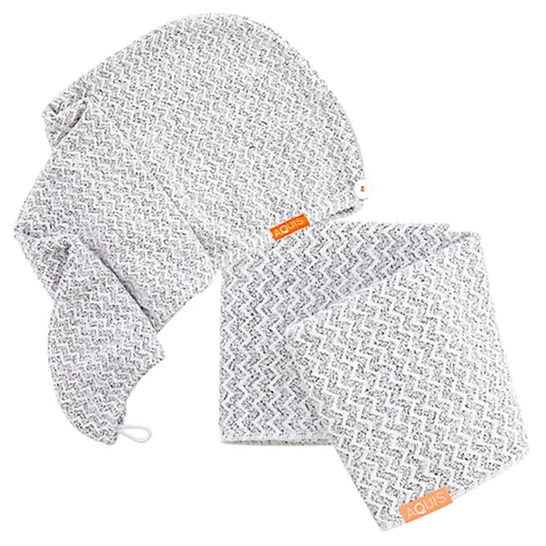 Aquis Lisse Luxe Hair Turban and Hair Towel - Chevron (Worth £60.00), 50cm x 107cm