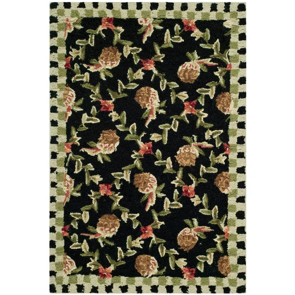 Safavieh Chelsea HK164A 4&0x22 x 4&0x22 Round Black - Ivory Area Rug