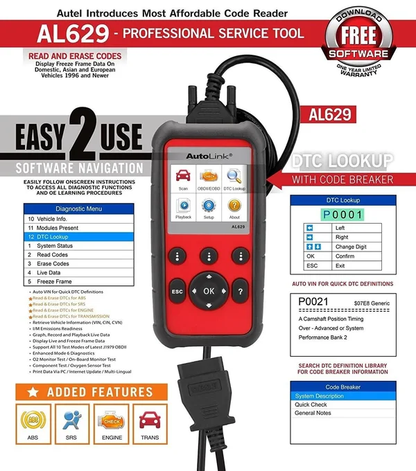 Autel AL629 AutoLink Pro Service Tool