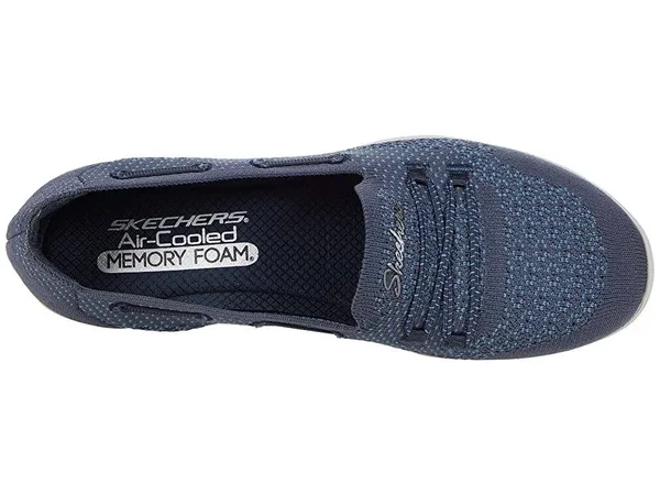 Skechers Women's Newbury St Easily Adored Vegan Slip on Sneaker, Navy