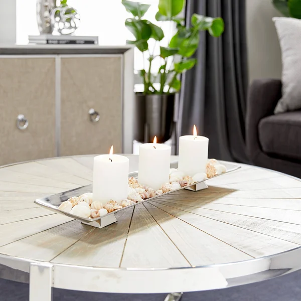 Silver Orchid Olivia Silver Aluminum Rectangular Angular Long Tray - 24 inches x 6 inches x 3 inches