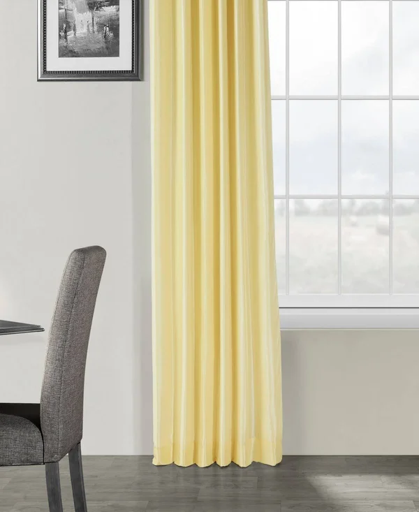 Exclusive Fabrics Vintage Textured Faux Dupioni Silk Curtain (1 Panel) - 50 x 84 - Crescent Moon