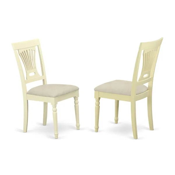 East West Furniture PVC Whi C Plainville Dining Chair Set of 2 Microfiber Upholstery Seat and Buttermilk Hardwood Structure Mode