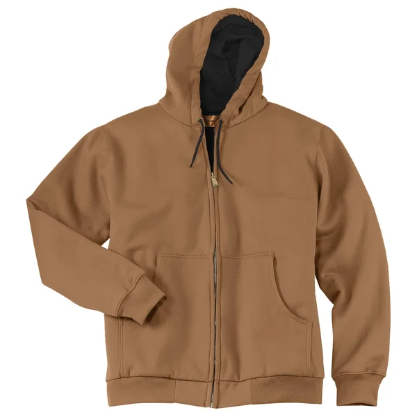 Cornerstone CS620 Heavyweight Full Zip with Thermal Lining Hooded Sweatshirt - Duck Brown - Xs