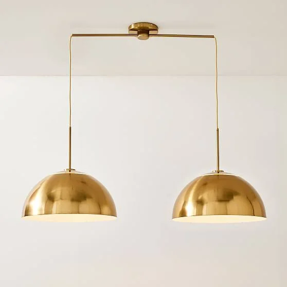 Sculptural 2-Light Pendant, Metal Medium, White, Polished Nickel, 12x22
