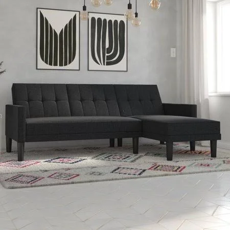 DHP Hudson Sectional Sofa - Dark Gray Linen