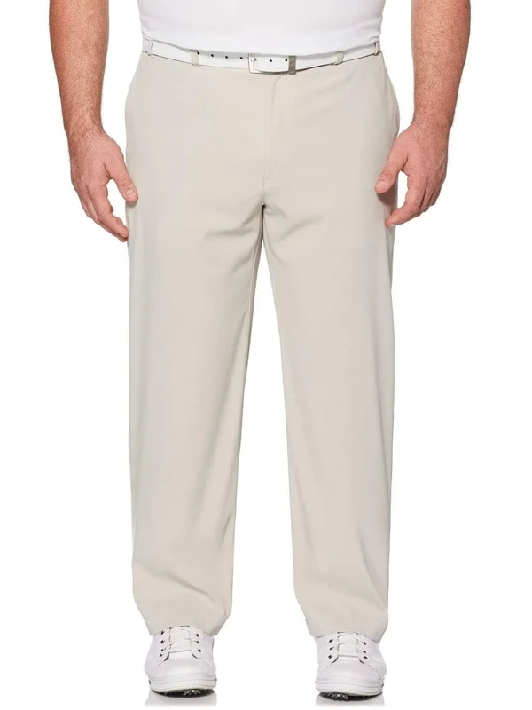 Callaway Men's Big & Tall Stretch Lightweight Classic Pants w/ Active Waistband, Size 42 x 38, Silver Lining Beige, Polyeste