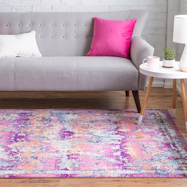 Budapest 4x6 Fuchsia Abstract, Bohemian, Floral, Geometric Area Rug